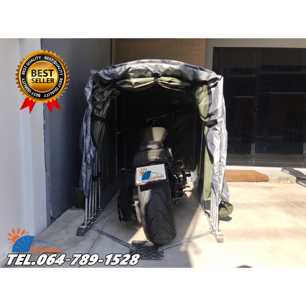 เต็นท์จอดรถสำเร็จรูป-carsbrella-รุ่น-double-scoot-สำหรับจอดรถมอเตอร์ไซค์เล็กถึงใหญ่