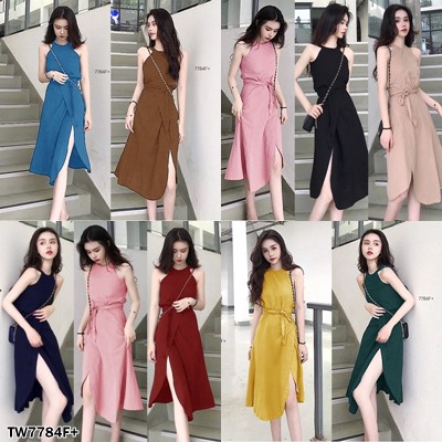 7784-เดรสผ่าหน้า-แขนกูดคอกลม-สอบถามก่อนสั่งซื้อ-แจ้งสีทางแชทได้นะคะ