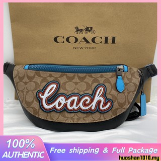 Outlet ส่วนลด🌈 Coach 76795 กระเป๋าคาดหน้าอกผู้ชาย กระเป๋ากีฬาเคลือบเงา