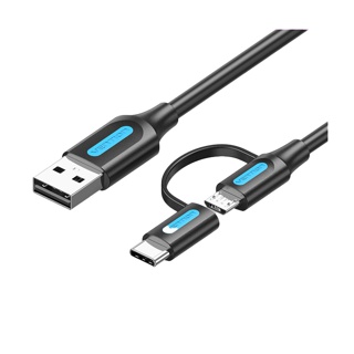 [ส่งไวจากไทย] VENTION สายชาร์จ 2 In 1 Usb 2.0 3 A Usb C / Micro B ความเร็วสูง 480 Mbps สําหรับโทรศัพท์มือถือ แล็ปท็อป แท็บเล็ต พัดลมตั้งโต๊ะ