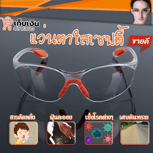 ภาพหน้าปกสินค้าSKU61 แว่นตาใส แว่นตาsafety กันฝุ่น แบบใส แว่นตา *พร้อมส่ง*