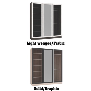 WR-185/ตู้เสื้อผ้า GRANDIO5 180ซม. 3บานเปิดกระจกเงากลาง กระจกชาดำ2ข้าง ⚠️ ลูกค้าโปรดอ่านรายละเอียดก่อนสั่งชื้อ ⚠️