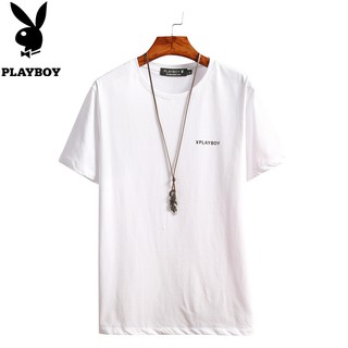 [S-5XL] Playboy เสื้อยืด คอกลม แขนสั้น ผ้าฝ้าย แฟชั่นสําหรับผู้ชาย