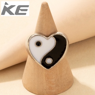 Chinese jewelry yin yang five elements tai chi gossip ring black and white drop index finger r