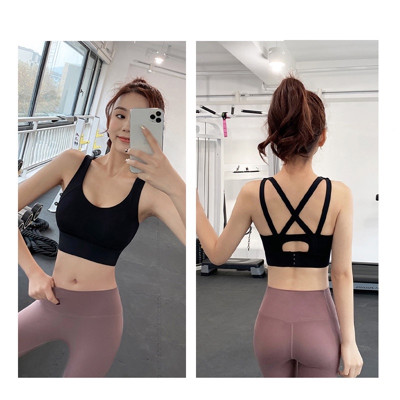 alwaysagirl-พร้อมส่ง-สปอร์ตบรา-ชุดออกกำลังกาย-สายคู่-ไขว้หลัง-ตะขอปรับได้-sport-bra-เสื้อออกกำลังกายผู้หญิง-cod-ssu142