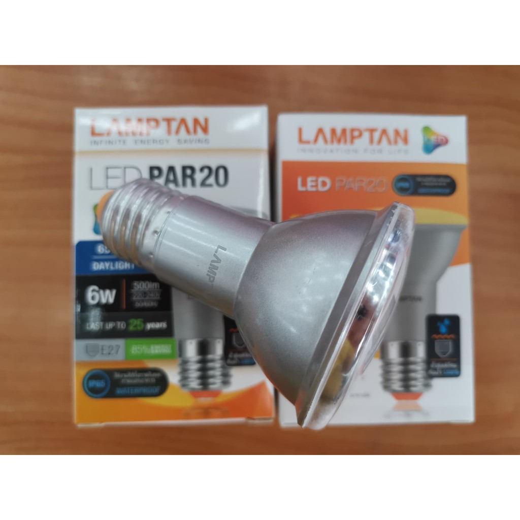 หลอด-led-par20-ip65-6w-แสงขาวและแสงวอมไวท์-e27-lamptan