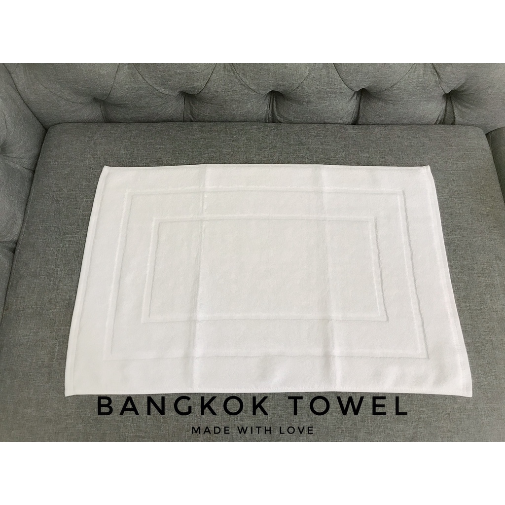 bangkok-towel-ผ้าเช็ดเท้าเกรดโรงแรม-ขนาด-18x28-นิ้ว-8-ปอนด์-ลายกรอบ-และ-welcome-ฝ้าย-100