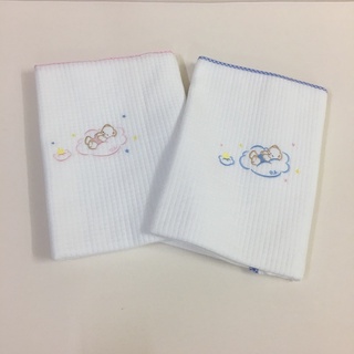 D.S. ผ้าห่มลิตเติ้ลคิด(ผ้ายืดทอลายตาราง/ปักลายหมีก้อนเมฆ)Little Kid Blanket(Checked Cotton Spandex/Embroider:Fluffy Bear