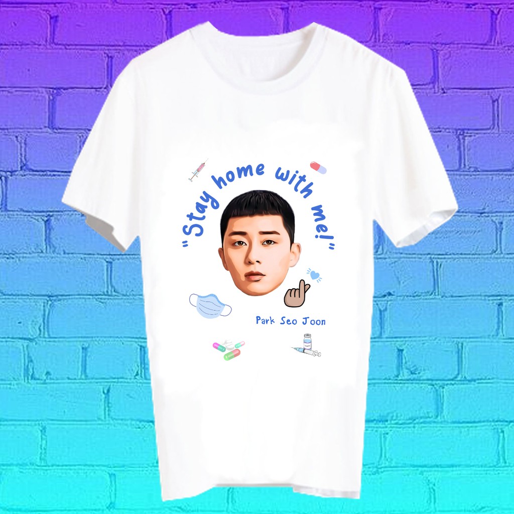 สั่งทำ-เสื้อยืด-fanmade-เสื้อแฟนเมด-เสื้อยืดลายโควิด-โควิด19-covid19-stay-home-with-me-blk6-พัคซอจุน-park-seo-joon