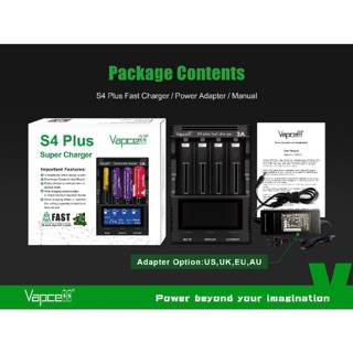 เครื่องชาร์จถ่าน ของแท้ Vapcell S4 ชาร์จแบตได้หลายขนาด