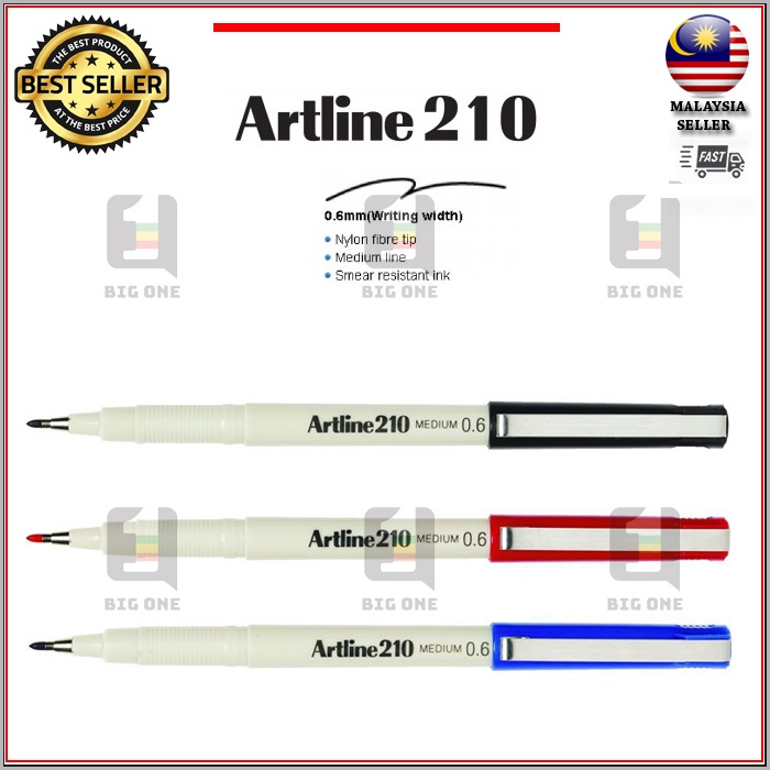 (สีดํา, น้ําเงิน, แดง) EK-210N ARTLINE 210 0.6MM MEDIUM MARKER PEN ...