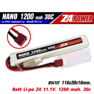 แบตลิโพ Z4Power 11.1V 1200 mAh 30C Li-po ปลั๊กดีน