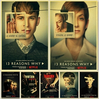 โปสเตอร์ American Tv Series 13 Reasons Why สไตล์วินเทจ สําหรับติดตกแต่งผนังบ้าน