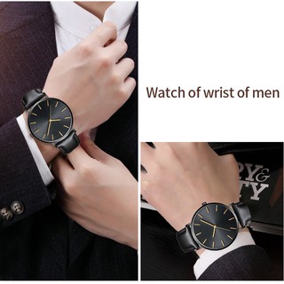 สินค้า นาฬิกาข้อมือควอตซ์ สายหนัง ดีไซน์หรูหรา บางพิเศษ สำหรับผู้ชาย
