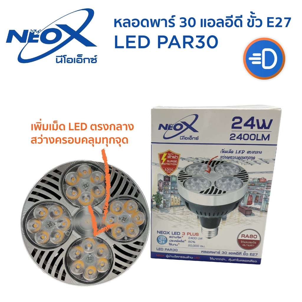 ภาพหน้าปกสินค้าNeoX หลอดไฟ PAR30 LED 24W E27 หลอดพาร์ 30 แอลอีดี จากร้าน 3ddd.shop บน Shopee