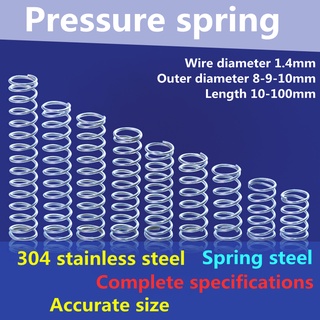 【AZY】ลวดเหล็กบัฟเฟอร์สปริง สเตนเลส 1.4 มม. SUS304 Od8 มม.9 มม.10 มม. L10-100 มม. 5 ชิ้น
