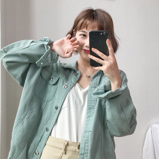 พร้อมส่ง-denim-jacket-pastel-เสื้อแจ็คเก็ตสไตล์เกาหลี