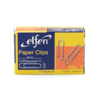 ภาพขนาดย่อของภาพหน้าปกสินค้าลวดเสียบ (กล่อง 50 ตัว) เอลเฟ่น เบอร์ 1 Elfen paper clips No.1 จากร้าน zirieng บน Shopee ภาพที่ 1
