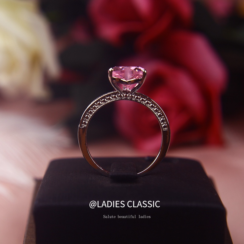 แหวนอัญมณี-สีชมพู-ฝังอัญมณี-น่ารัก-เครื่องประดับแฟชั่น-สําหรับเป็นของขวัญวันเกิด