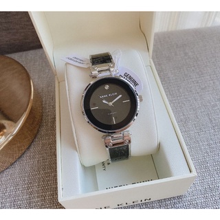 🎀 (สด-ผ่อน) นาฬิกาผู้หญิงสายสีดำเงิน หน้าปัดดำ ทรงกำไล Anne Klein นาฬิกาข้อมือผู้หญิง