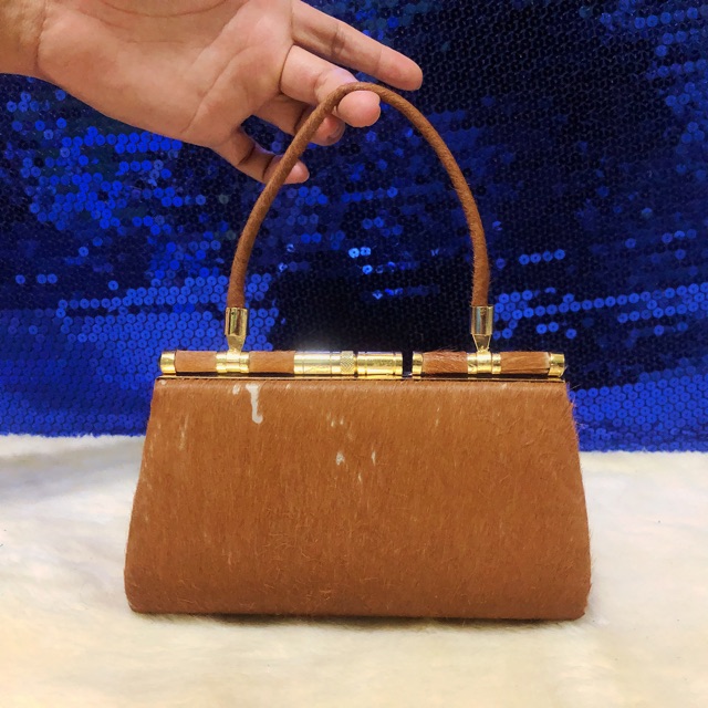 brown-horsehair-handbag-แท้