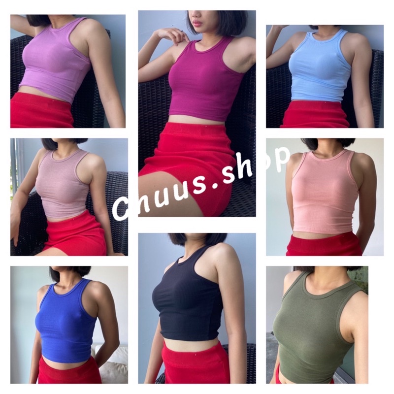 29-เสื้อกล้ามครอป-กล้ามแขนเว้า-ทรง-tank-top-ถาพถ่ายจากสินค้าจริงพร้อมส่ง