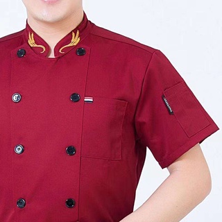 ภาพขนาดย่อของภาพหน้าปกสินค้าChef overalls UNISEXชุดเชฟแขนสั้นรวงข้าว เสื้อเชฟทำอาหาร Short sleeve chef uniform จากร้าน manpaya บน Shopee ภาพที่ 5