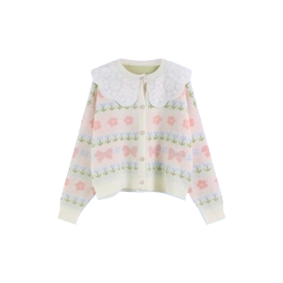 NZN 4 สี สื้อแจ็กเก็ตกันหนาว แขนยาว คอตุ๊กตา ผ้าถัก แต่งลูกไม้ สําหรับผู้หญิง เสื้อถัก