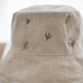 ชุดคิทปัก หมวก flower inc bucket หมวกบัคเก็ทผ้าฝ้ายสีธรรมชาติ
