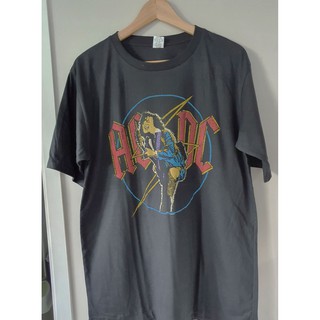 เสื้อยืดโอเวอร์ไซส์เสื้อยืด ACDC T-shirt สกรีนหน้าหลังS-3XL