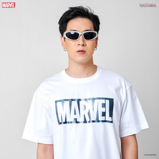 VATANA - เสื้อยืดแขนสั้น สีขาว พิมพ์ลาย MARVEL ONYX BLUE