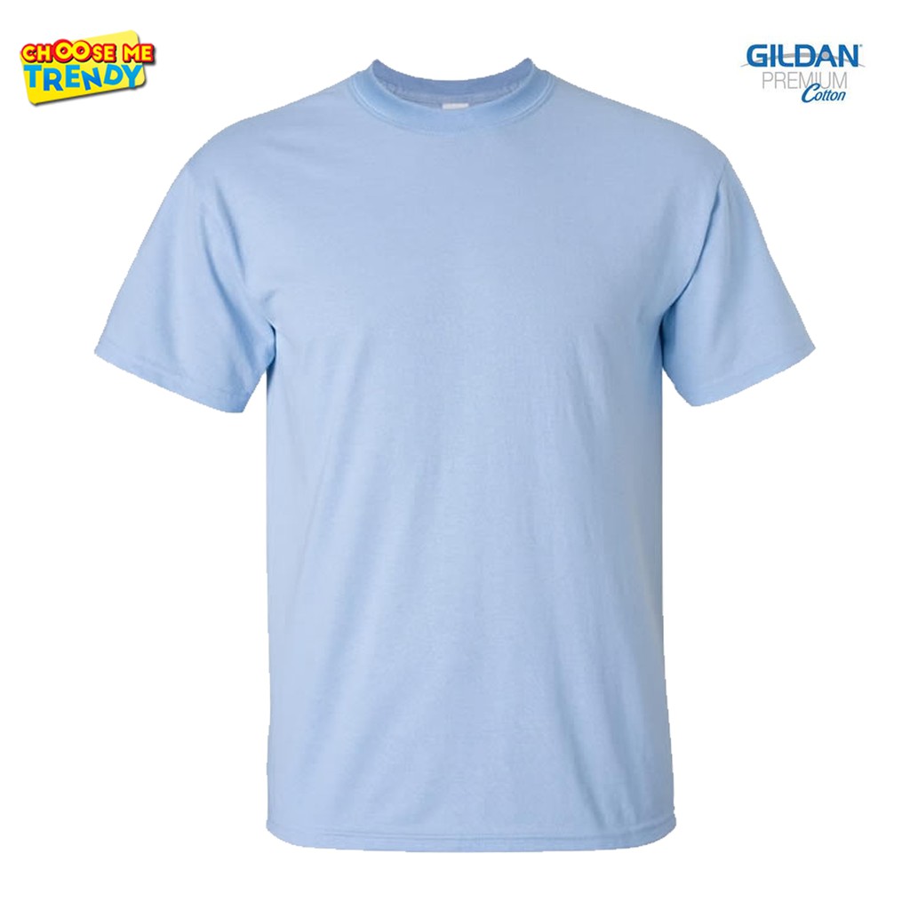 เสื้อยืด-สีฟ้าอ่อน-gildan-premium-cotton-light-blue-เกรดพรีเมี่ยม