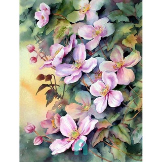 ♚พร้อมส่ง♚11ct ชุดปักครอสติช พิมพ์ลายดอกไม้ สีน้ํา 40x50 ซม. DIY [Acelit.th]