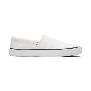 TOMS รองเท้าลำลองผู้หญิง สลิปออน รุ่น Alpargata Fenix Slip-On White Washed Canvas (C) รองเท้าลิขสิทธิ์แท้