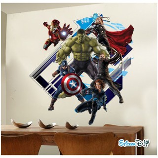 Transparent wall sticker สติ๊กเกอร์ติดผนัง 3D Avengers สไตล์C (กว้าง60cm.xสูง60cm.)