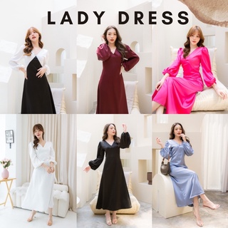 [กรอกโค้ด WQBKFQ ลด 125.-] Basicnotbasics - Lady dress เดรสยาวผ้าซาติน เดรสออกงาน ทรงสวยหรูดูแพง