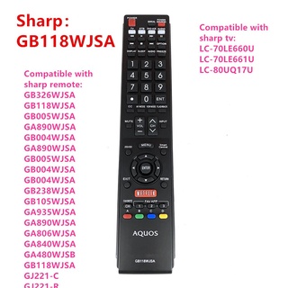 Sharp GB118WJSA GB005WJSA รีโมตคอนโทรลสมาร์ททีวี GB118WJSA แบบเปลี่ยน สําหรับ Sharp LCD TV AQUOS TV 2D 3D NETFLIX GB005WJSA GA890WJSA GB004WJSA Sharp