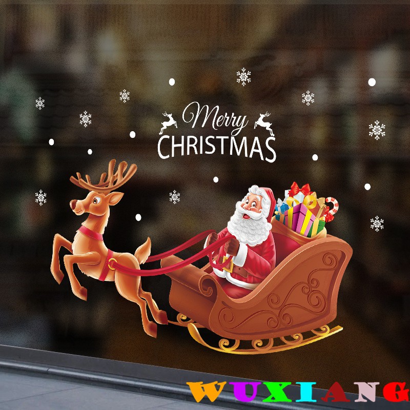 wuxiang-สติกเกอร์ติดผนัง-ของขวัญคริสต์มาส-ดึงเลื่อน-ตกแต่งห้อง