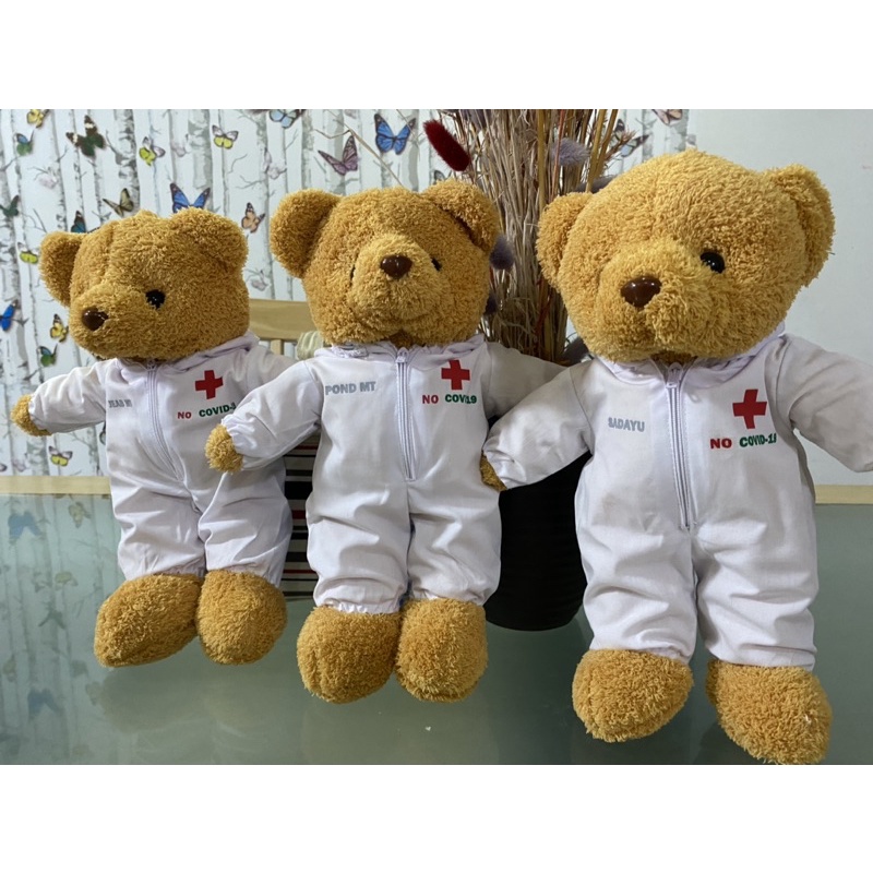 ตุ๊กตาน้องหมี-ชุด-ppe-coverall-พร้อม-accessories-ตามรูป