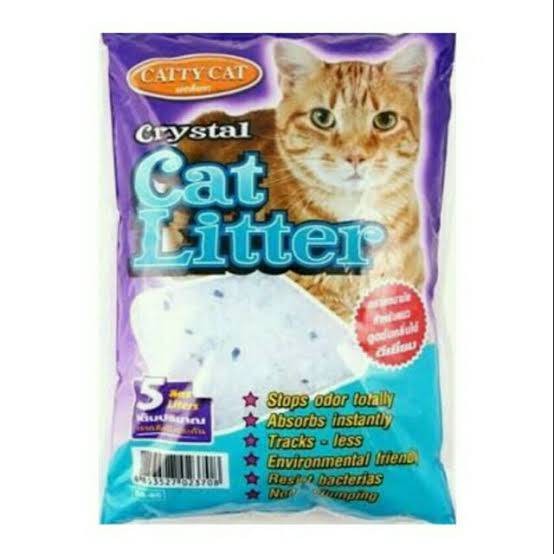 ภาพหน้าปกสินค้าCatty Cat litter Crystal ทรายแมวคริสตัสผสมเม็ดบีทสีฟ้า 5 ลิตร