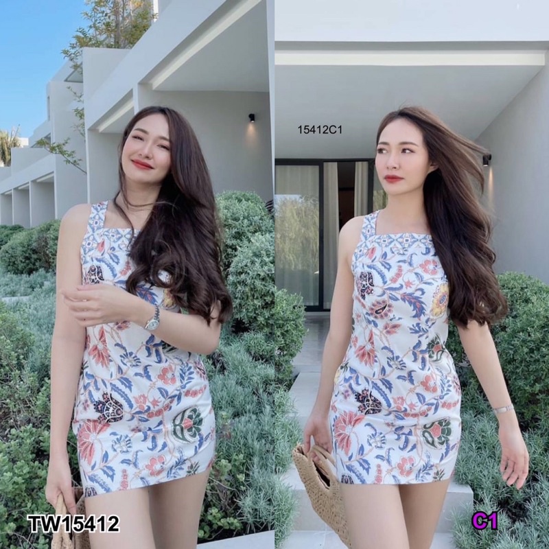 pe15412-dress-เดรสสั้นแขนกุด-ซิปหลัง