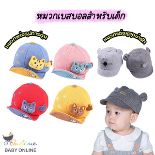Babyonline(Y063)C2 หมวกเบสบอลประดับหูน่ารักสำหรับเด็ก