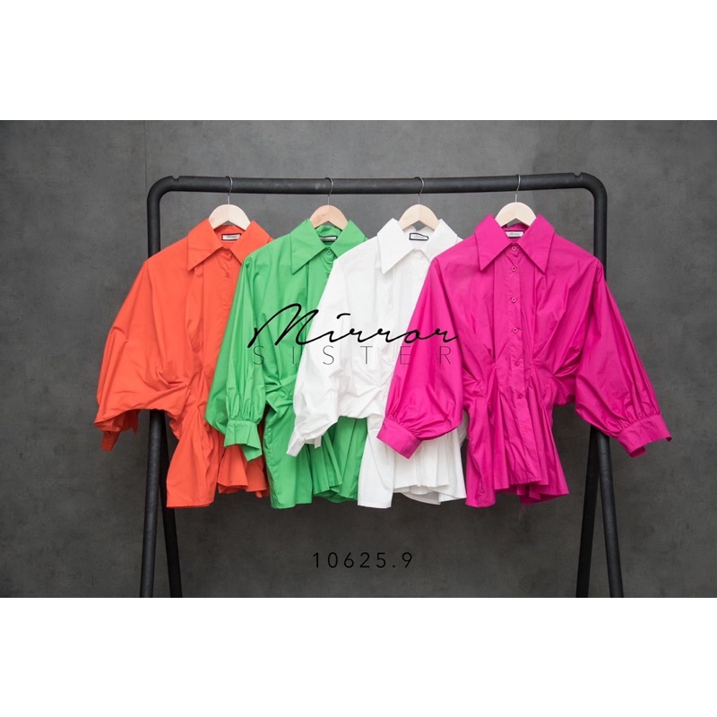 code-10625-9-เสื้อเชิ้ตแบบหรู-เสื้อเชิ้ตไปงาน-เสื้อเชิ้ตสีส้ม-เสื้อสีเขียว-งานป้าย-mirrorsister