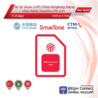 eSIM China Hongkong Macao Sim Card 2GB-4GB: ซิมจีน ฮ่องกง มาเก๊า 3-8 วัน by ซิมต่างประเทศ Billion Connect