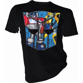 เสื้อยืดวินเทจเสื้อยืดผ้าฝ้าย 100% พิมพ์ลาย Transformers Optimus Prime And Bumblebee ของขวัญวันเกิด สําหรับผู้ชายS-5XL