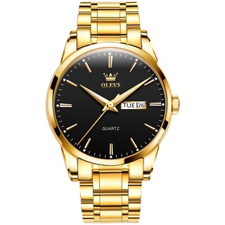 ภาพหน้าปกสินค้าOLEVS นาฬิกาผู้ชาย กันน้ำ100% นาฬิกาข้อมือผู้ชายแท้ ทอง สแตนเลส ธุรกิจ ฟรีกล่อง แบรนด์ดัง ซึ่งคุณอาจชอบราคาและรีวิวของสินค้านี้