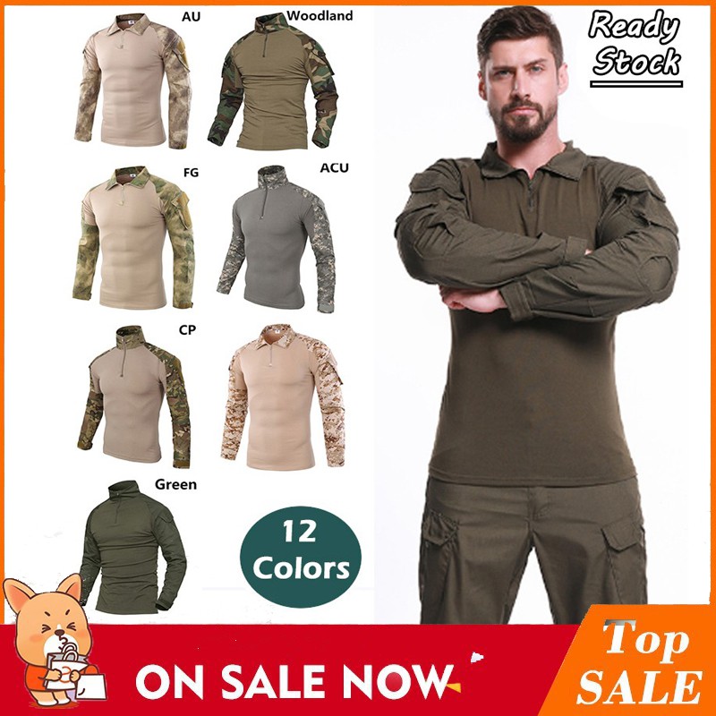 ภาพหน้าปกสินค้า12 สีพรางยุทธวิธีเสื้อผ้าทหารเสื้อผู้ชายกองทัพทหารชุดต่อสู้พิสูจน์ทหารสนามล่ากีฬากลางแจ้ง