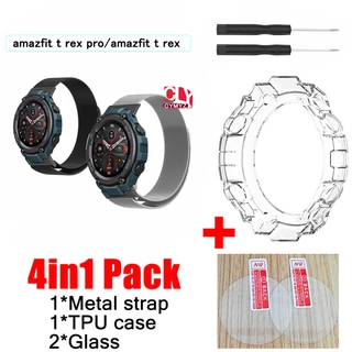 4in1 สายนาฬิกาข้อมือ สเตนเลส สําหรับ amazfit T-REX PRO watch Band amazfit T-REX PRO amazfit T REX PRO