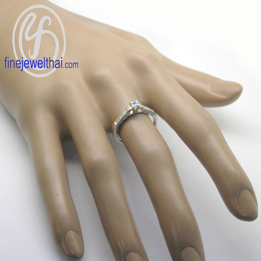 finejewelthai-แหวนอะความารีน-แหวนเพชรcz-แหวนเงินแท้-พลอยประจำเดือนเกิด-aquamarine-silver-ring-birthstone-r1370aq