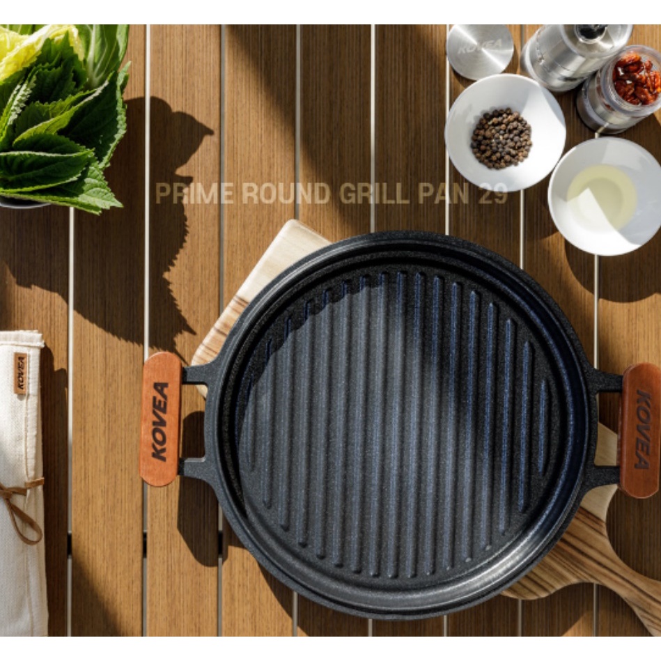 กระทะปิ้งย่าง-กระทะเกาหลี-กระทะกริลล์อลูมิเนียม-kovea-prime-round-grill-pan-29-cm-พร้อมกระเป๋า-นำเข้าจากเกาหลี